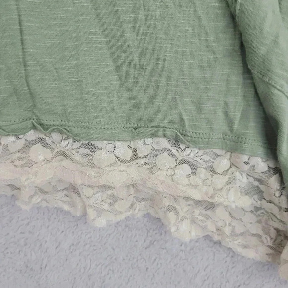 Logo Lori Goldstein Womens Green Tunic Top Lace Hem Medium Rayon/Spandex 7CT - Picture 6 of 7